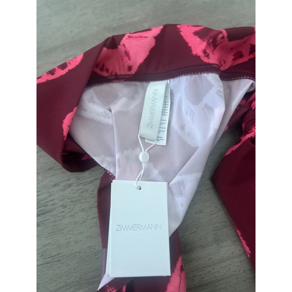 Zimmermann High Waisted Bikini Bottoms Burgundy Pink Tie Dye‎ Side Tie Size 0 - Picture 5 of 11